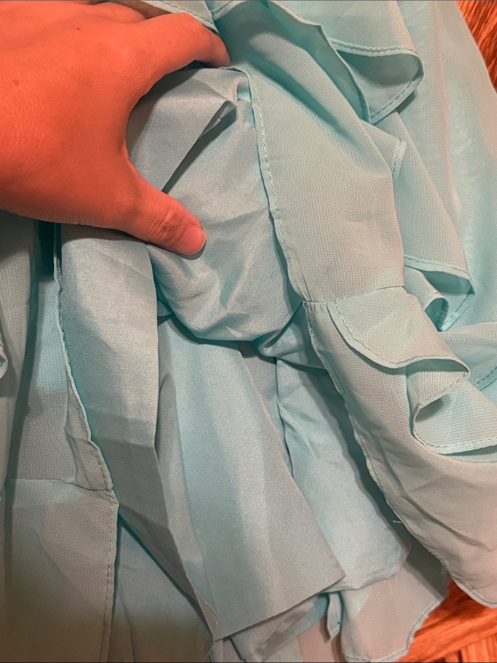 Aqua Ruffle Spaghetti-Strap Mini Dress - Picture 5 of 7